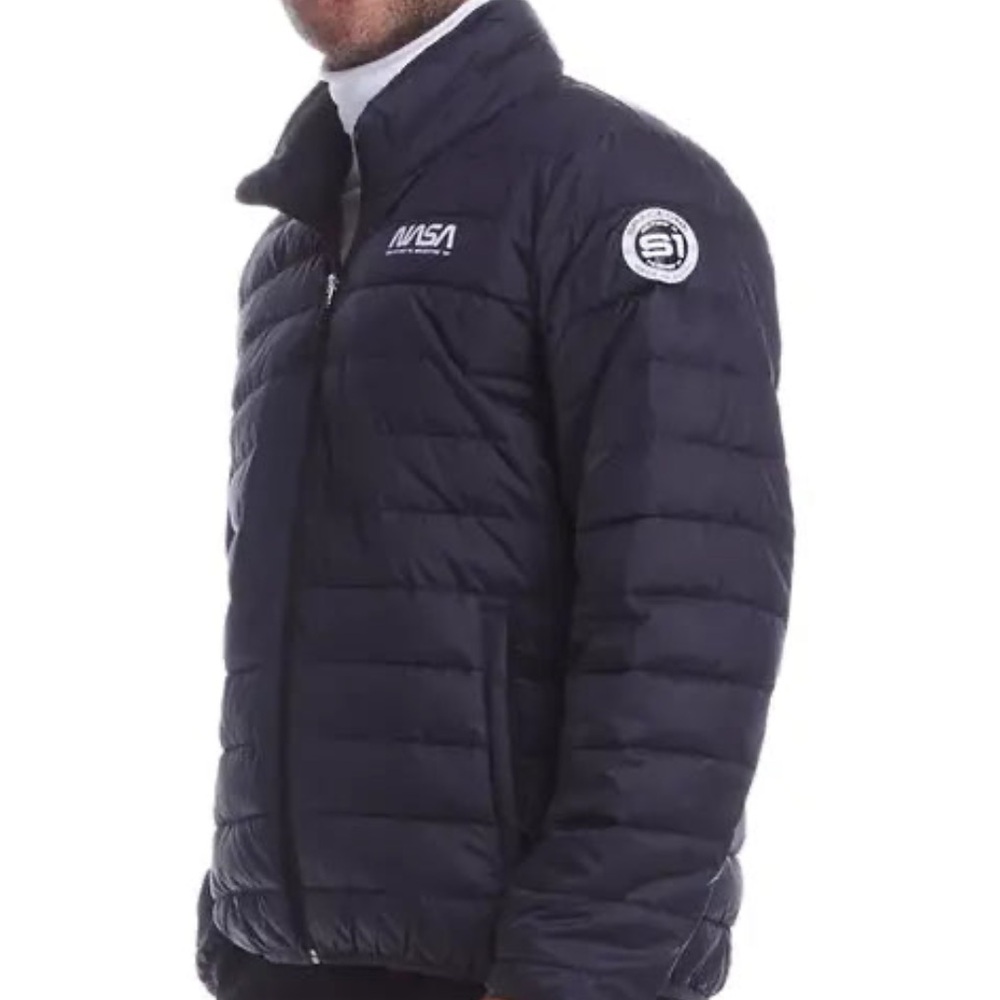 NASA Packable Pillow Puffer Jacket, Navy (Brand New)